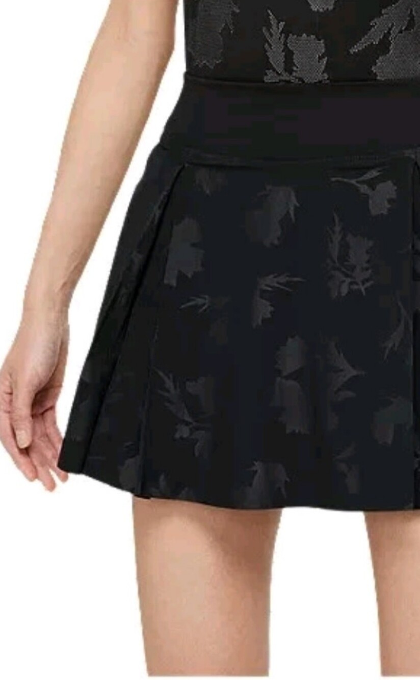Nike Golf Skirt Skort Dri-FIT Black w Black Floral Womens Large Pleated Sz-M